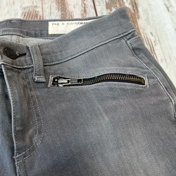 Rag & Bone Moto Skinny Jeans Buxton Gray Ankle Zip Size 25 NWOT - Picture 12 of 16